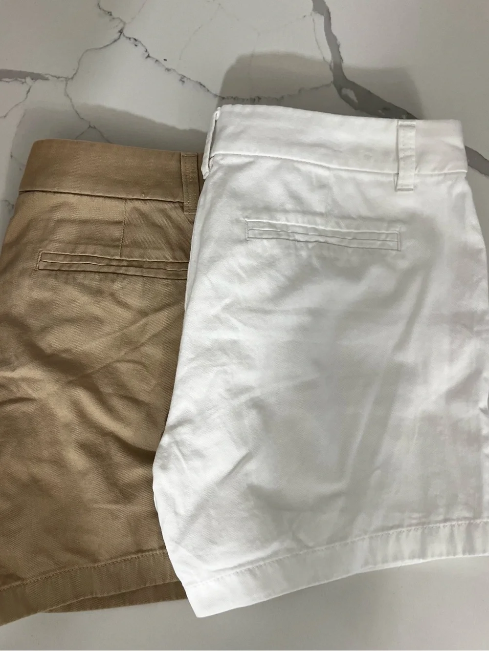 J. Crew Factory White and Khaki Cotton Bermuda Shorts Duo